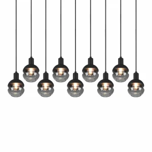 Flash Sale Trio Lighting Suspension Mela, angulaire, à 9 lampes, noire