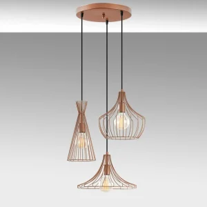 Hot Opviq Suspension Mezopotamya N-1298 à 3 lampes cuivre