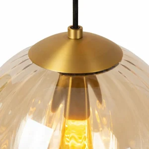 Store Lucide Suspension Monsaraz, Ø 35 cm, ambre/vert, verre, E27