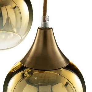 Hot Eko-Light Suspension Monte, à 3 lampes, ronde, dorée