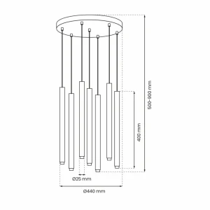 Cheap Eko-Light Suspension Monza, noire/dorée, à 7 lampes