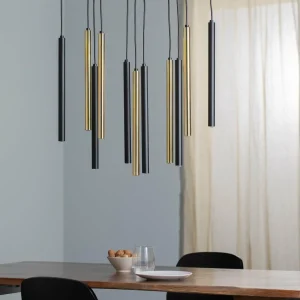 Cheap Eko-Light Suspension Monza, noire/dorée, à 11 lampes