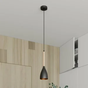 Fashion Luminex Suspension Muza à 1 lampe, noire/dorée