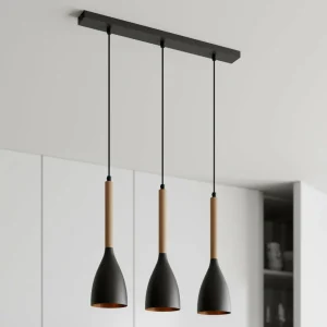 Online Luminex Suspension Muza à 3 lampes, noire/dorée