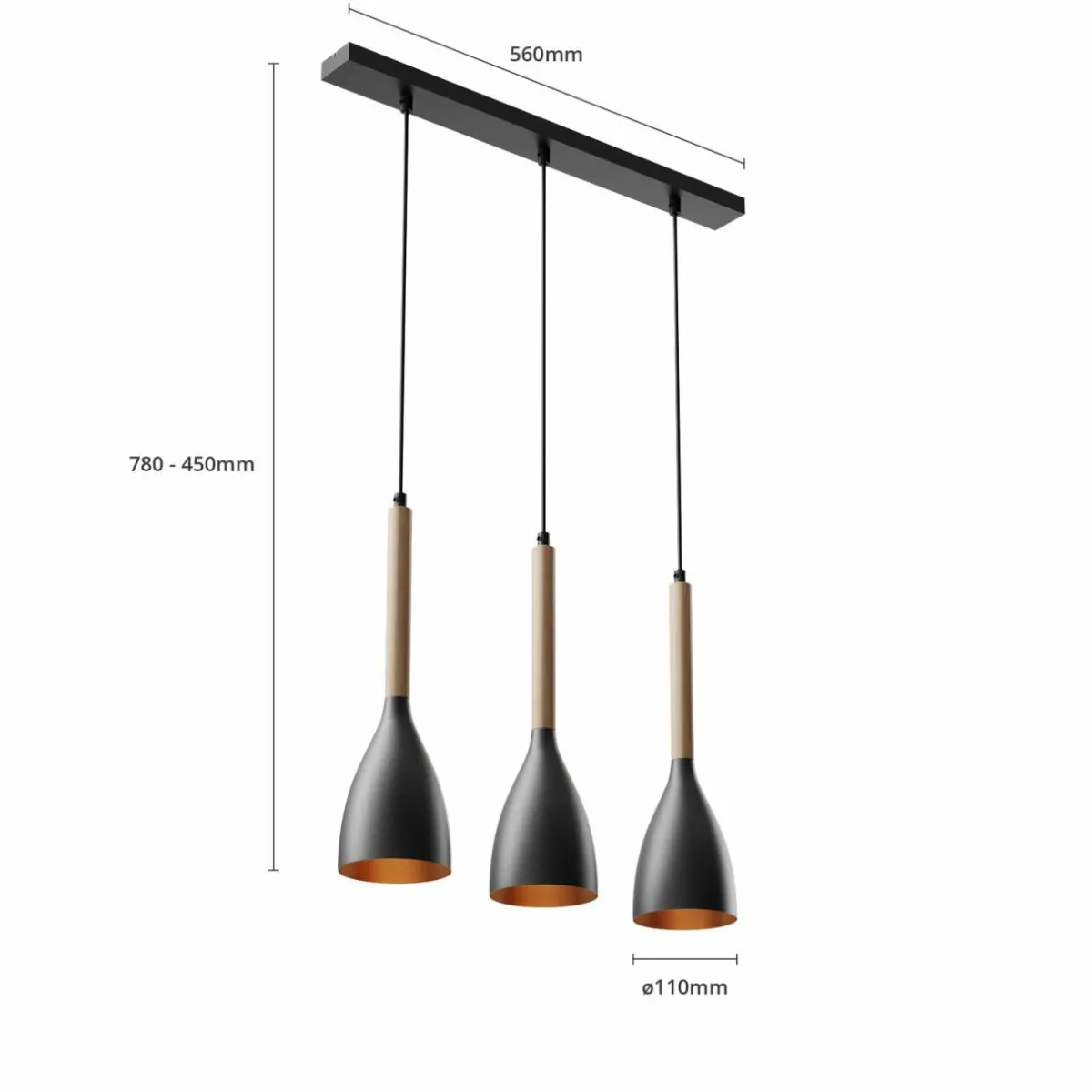 suspension_muza___lampes_noiredore_4.webp Online Luminex Suspension Muza à 3 lampes, noire/dorée