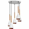 Flash Sale Euluna Suspension Muza 5 lampes ronde blanc/or/bois clair