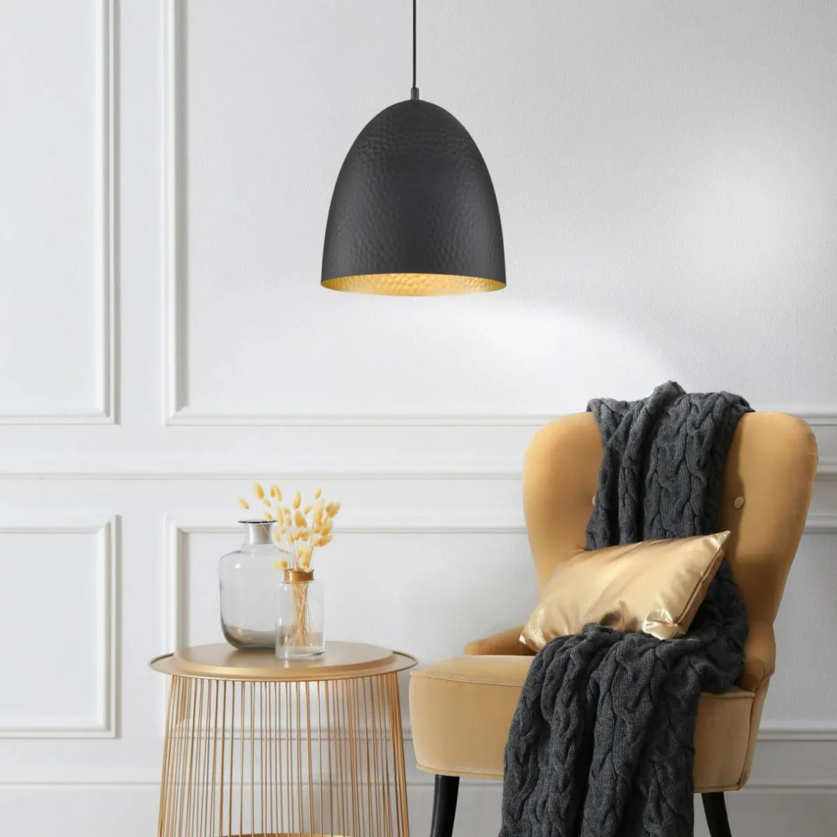 suspension_mylon_noiredore_demiovale_1.webp Best FISCHER & HONSEL Suspension Mylon, noire/dorée, demi-ovale