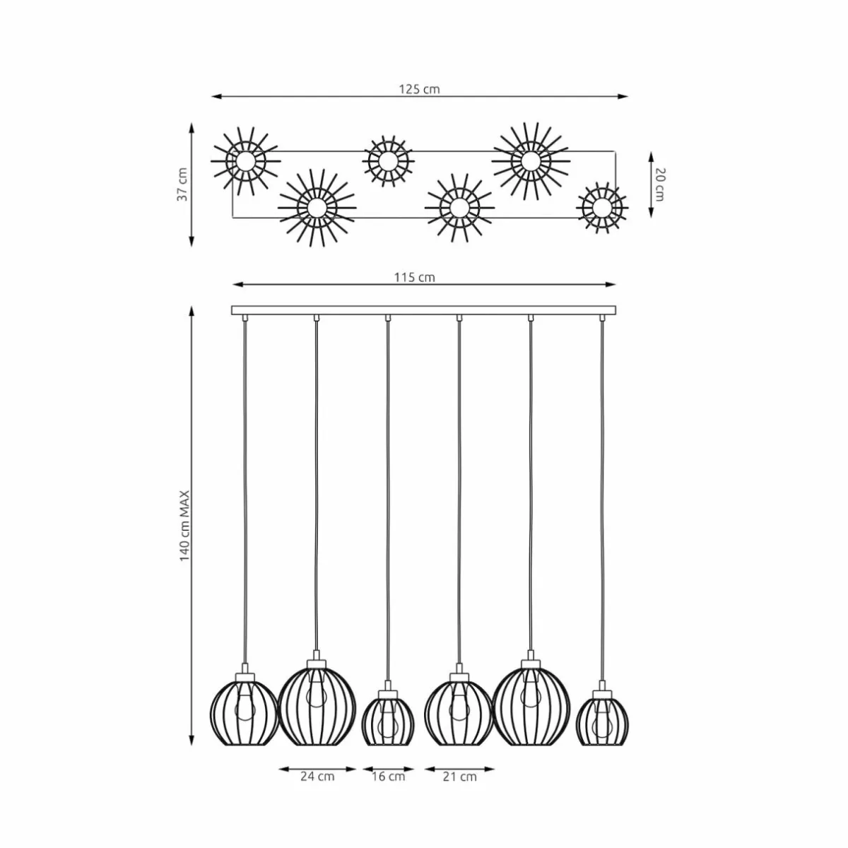 suspension_nando__lampes__cm_noir_mtal_e_2.webp Best Sale EMIBIG LIGHTING Suspension Nando, 6 lampes, 125 cm, noir, métal, E27