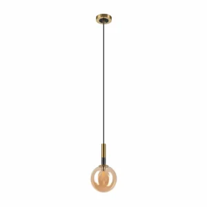 Outlet Lamkur Lighting Suspension Natalia, 1 lampe, verre, or