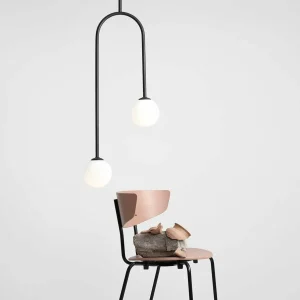 Shop ALDEX Suspension Nave, noir, métal, verre, à 2 lampes