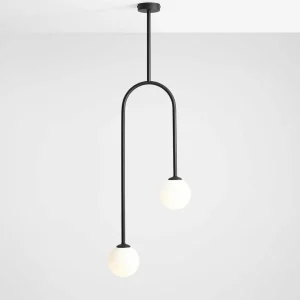 Shop ALDEX Suspension Nave, noir, métal, verre, à 2 lampes