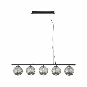 Online Eco-Light Suspension Neptun, gris fumé, longueur 100 cm, à 5 lampes, verre