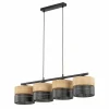 Shop TK Lighting Suspension Nicol, noir/imitation bois, 94x20 cm 4 à 4 lampes E27
