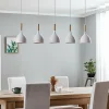 Cheap Luminex Suspension Noak 5 lampes longue blanc/bois naturel