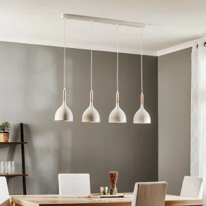 New Luminex Suspension Noak 4 lampes longue blanc/bois naturel