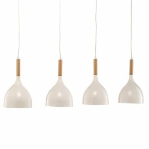 New Luminex Suspension Noak 4 lampes longue blanc/bois naturel