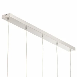 Cheap Luminex Suspension Noak 5 lampes longue blanc/bois naturel