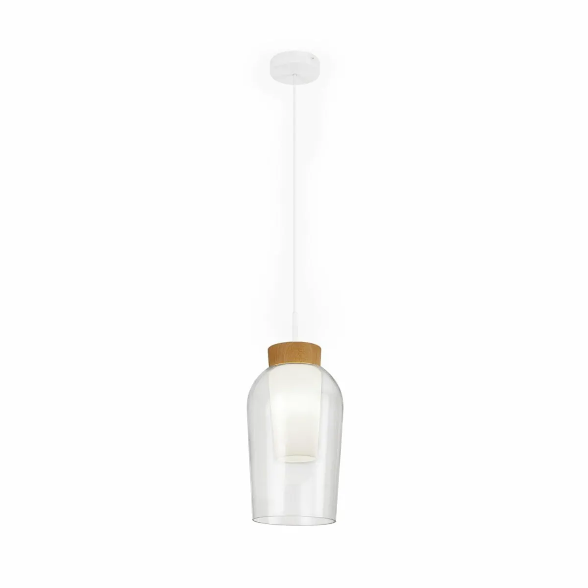 suspension_nora___lampe_blanc_transparent_verre_1.webp Best Sale Mantra Iluminación Suspension Nora, à 1 lampe, blanc, transparent, verre