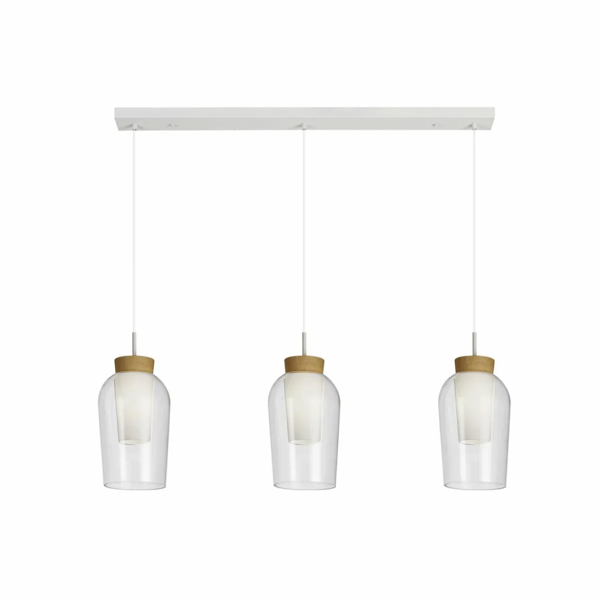 suspension_nora_blanc_transparent__lampes_poutre_verre_0.webp Discount Mantra Iluminación Suspension Nora, blanc, transparent, 3 lampes poutre, verre