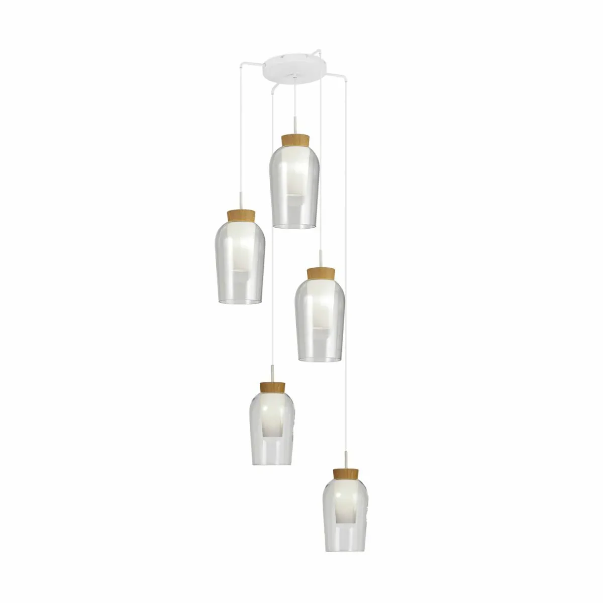 suspension_nora_blanc_transparent__lampes_rond_verre_1.webp Flash Sale Mantra Iluminación Suspension Nora, blanc, transparent, 5 lampes, rond, verre