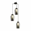 Hot Mantra Iluminación Suspension Nora, noir, chrome, à 3 lampes, rond, verre