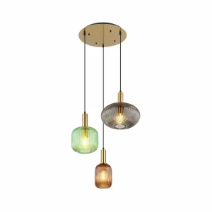 Sale Globo Suspension Normy, Ø 55 cm, multicolore, verre, 3 lampes