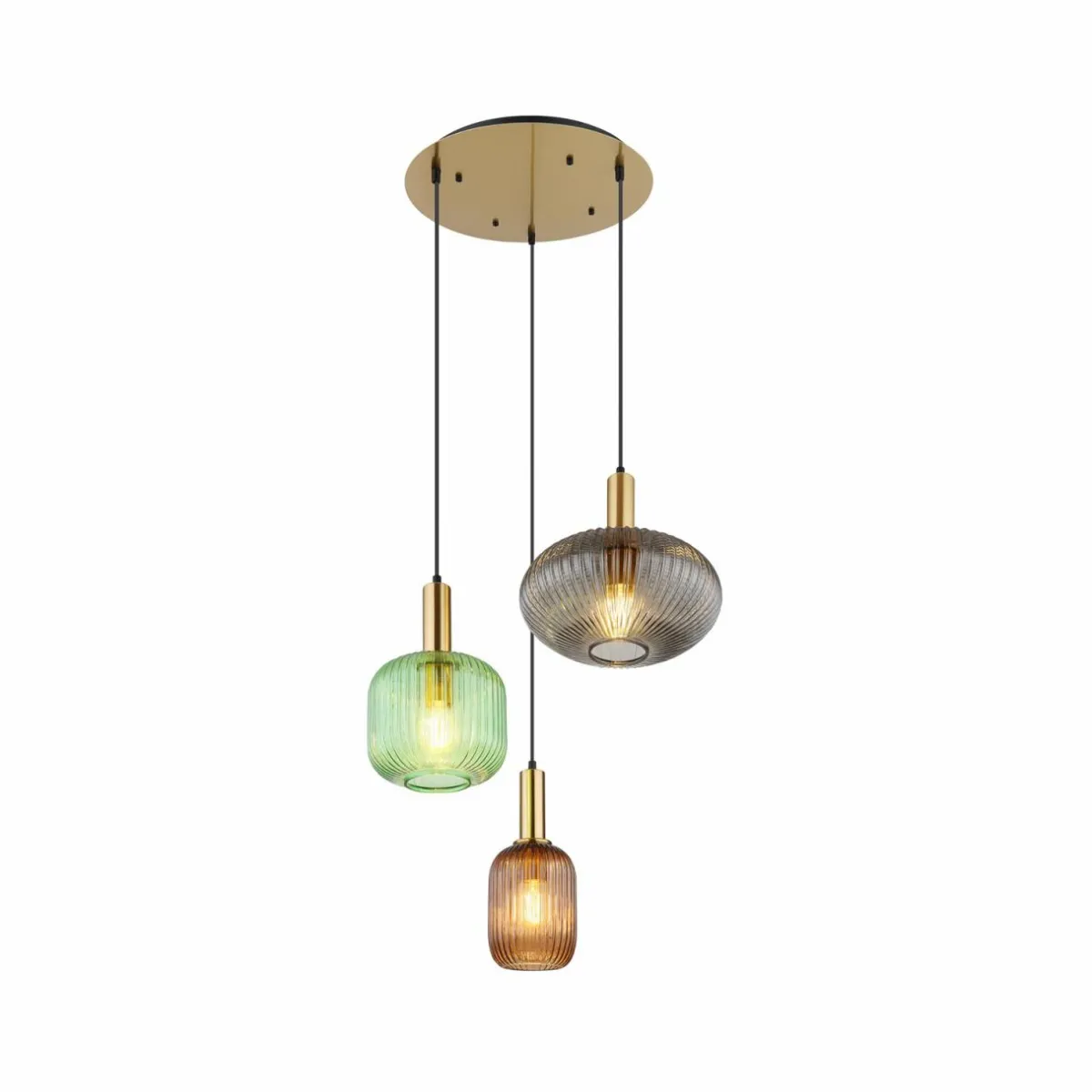 Sale Globo Suspension Normy, Ø 55 cm, multicolore, verre, 3 lampes