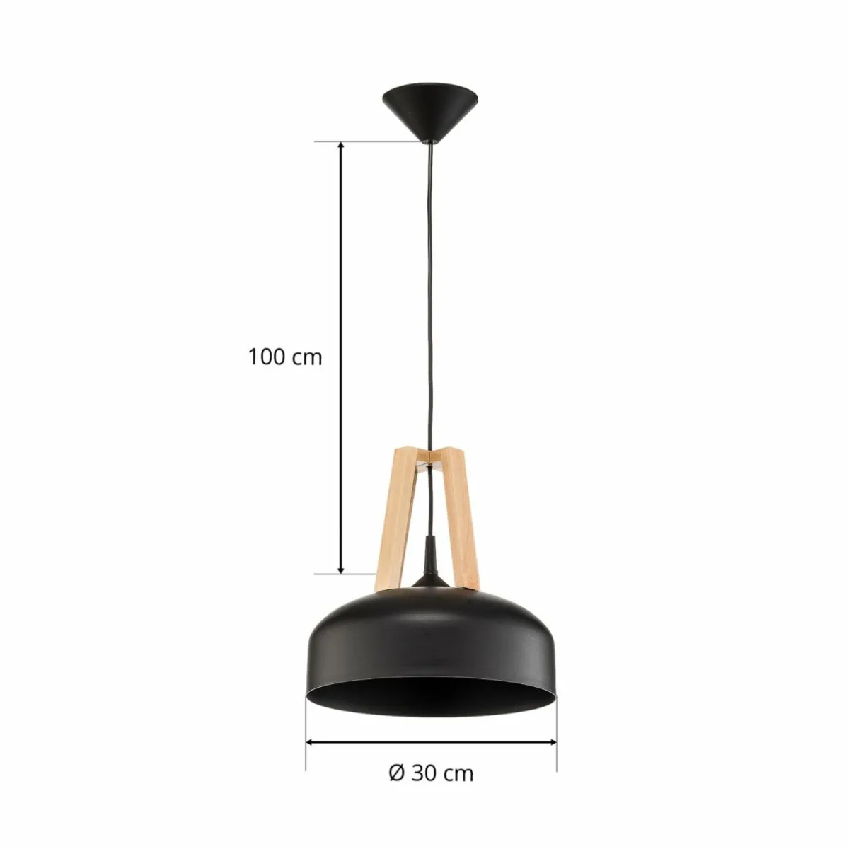 suspension_north_en_bois_naturel_abatjour_noir_6.webp Flash Sale SOLLUX LIGHTING Suspension North en bois naturel, abat-jour noir