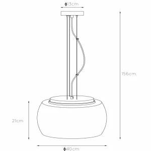 Clearance Lucide Suspension Olivia abat-jour verre fumé Ø 40 cm