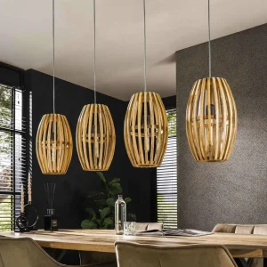 Sale Zijlstra Suspension Orbit, bois de manguier naturel, longueur 135 cm 4 lampes