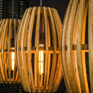 Sale Zijlstra Suspension Orbit, bois de manguier naturel, longueur 135 cm 4 lampes
