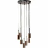 Fashion Domiluce Suspension Orbit, noire/dorée, à sept lampes