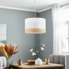 Fashion TK Lighting Suspension Paglia blanche/rotin à 1 lampe Ø 38 cm