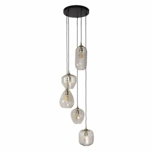 Discount Zijlstra Suspension Patch, transparent, Ø 40 cm, verre, à 5 lampes