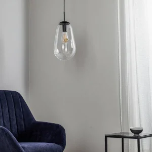 Clearance Nowodvorski Lighting Suspension Pear M avec abat-jour en verre, noir