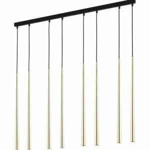 Cheap Euluna Suspension Piano, allongée, 8 lampes noire/dorée