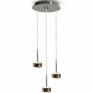 Flash Sale Top Light Suspension Puk Drop Trio, chrome mat, à 3 lampes G9