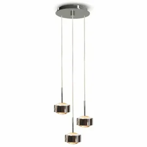 Store Top Light Suspension Puk Maxx Drop Trio, chrome mat, à 3 lampes G9