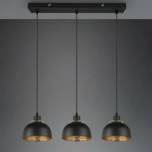 Outlet Reality Leuchten Suspension Punch, noire/dorée, trois lampes