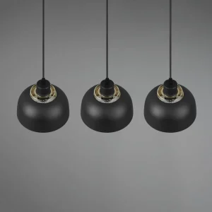 Outlet Reality Leuchten Suspension Punch, noire/dorée, trois lampes