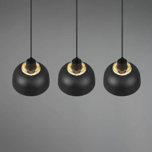Outlet Reality Leuchten Suspension Punch, noire/dorée, trois lampes