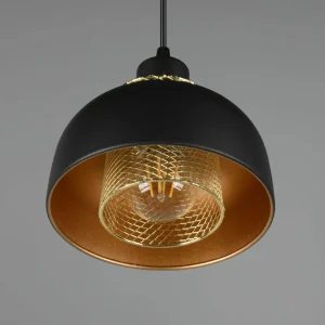 Clearance Reality Leuchten Suspension Punch noir/or à 1 lampe Ø 18 cm
