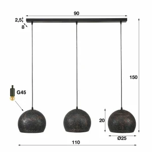 New Zijlstra Suspension Punchray à 3 lampes sphériques