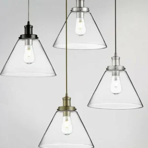 Shop Searchlight Suspension Pyramid, noir/clair, verre, Ø 29 cm, E27