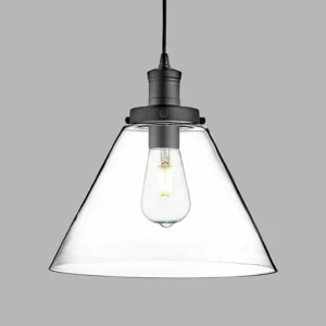 Shop Searchlight Suspension Pyramid, noir/clair, verre, Ø 29 cm, E27