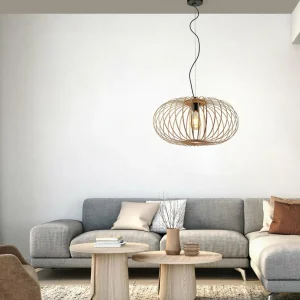 Store JUST LIGHT. Suspension Racoon avec abat-jour en bois