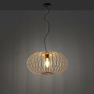 Store JUST LIGHT. Suspension Racoon avec abat-jour en bois