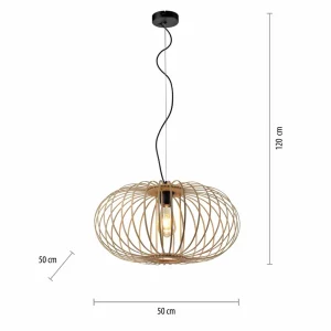 Store JUST LIGHT. Suspension Racoon avec abat-jour en bois