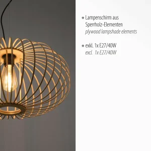 Store JUST LIGHT. Suspension Racoon avec abat-jour en bois