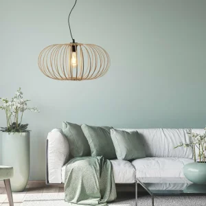 Store JUST LIGHT. Suspension Racoon avec abat-jour en bois
